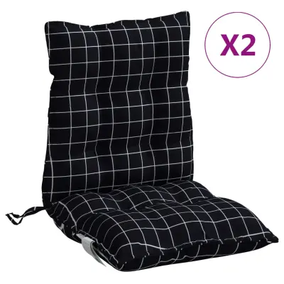 vidaXL Blazina za stol 2 kosa črna karirasta oxford tkanina
