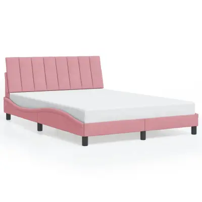 vidaXL Posteljni okvir z vzglavjem roza 120x200 cm žamet