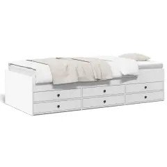 vidaXL Dnevna postelja s predali brez vzmetnice bela 90x190 cm