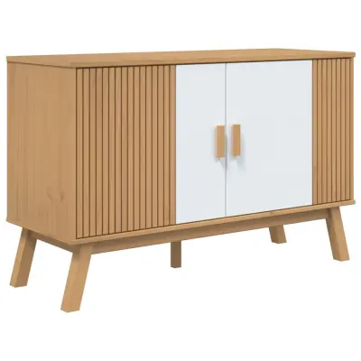 vidaXL Komoda OLDEN bela in rjava 114x43x73,5 cm trdna borovina