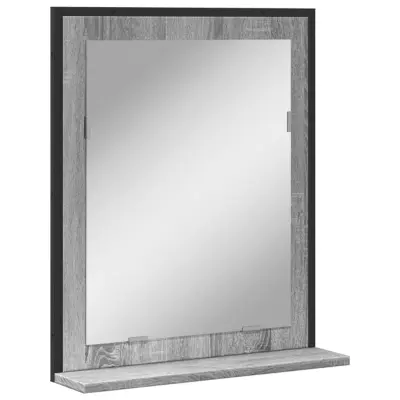 vidaXL Kopalniško ogledalo s polico siva sonoma 50x12x60 cm