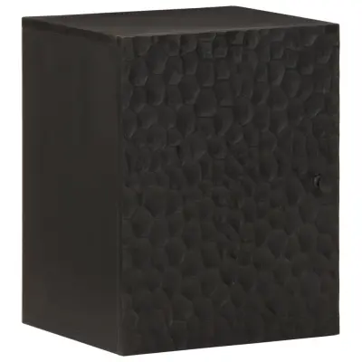 vidaXL Stenska kopalniška omarica črna 38x33x48 cm trden mangov les