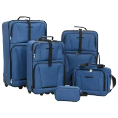 vidaXL Komplet potovalne prtljage 5 kosov modro blago