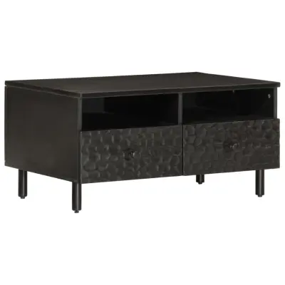 vidaXL Klubska mizica črna 80x54x40 cm trden mangov les