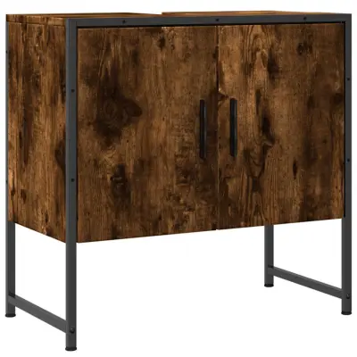 vidaXL Omarica za umivalnik dimljeni hrast 60x33x60 cm inženirski les