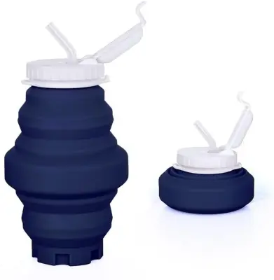 Zložljiva steklenica za vodo, 551 ml silikonska zložljiva športna skodelica za vodo v stolpu s slamico, primerna za potovalna kolesa za kampiranje