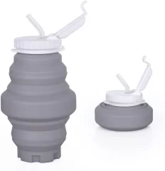 Zložljiva steklenica za vodo, 552 ml silikonska zložljiva športna skodelica za vodo v stolpu s slamico, primerna za potovalna kolesa za kampiranje
