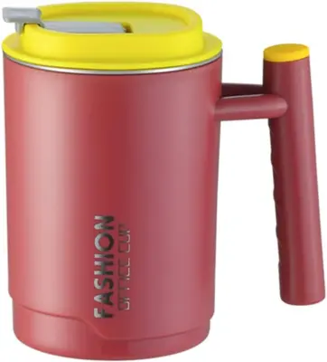 Skodelica za kavo iz nerjavečega jekla z ročajem, potovalna skodelica z dvojno steno, vakuumsko izolirana in s pokrovom, skodelica za kavo iz nerjaveč