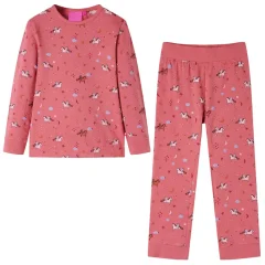 Otroška pižama z dolgimi rokavi starinsko roza 128