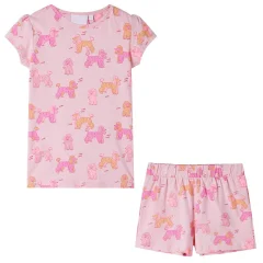 Otroška pižama s kratkimi rokavi svetlo roza 140