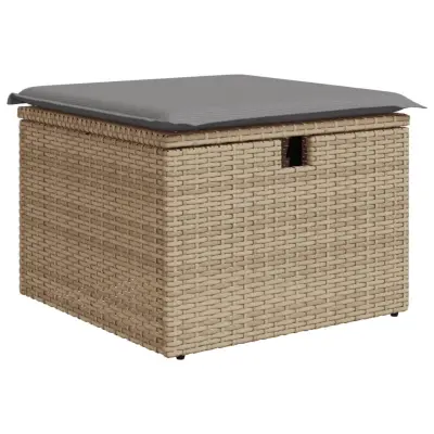 vidaXL Vrtni stolček z blazino bež 55x55x37 cm poli ratan