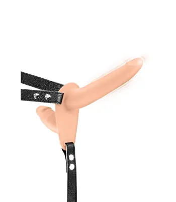 Dvojni mesni silikonski pasji pas USB Vibrator 155 cm "