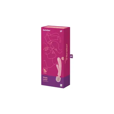 Masažni in rabbit vibrator Satisfyer Triple Lover, roza
