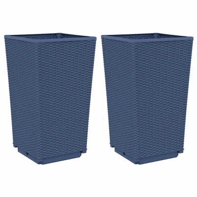 vidaXL Vrtna cvetlična korita 2 kosa modro siva 32,5x32,5x57 cm PP