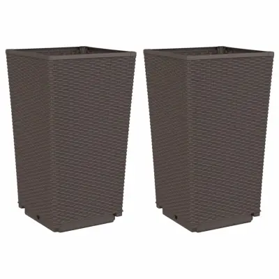 vidaXL Vrtna cvetlična korita 2 kosa rjava 32,5x32,5x57 cm PP