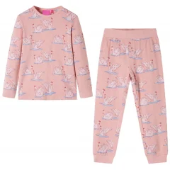 Otroška pižama z dolgimi rokavi svetlo roza 140