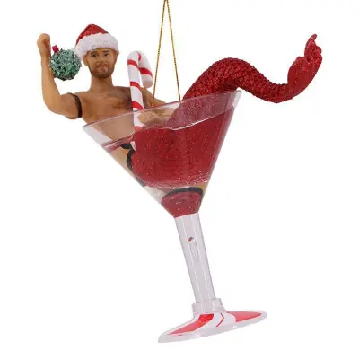 Letalo z obeskom za božično drevo z ornamentom Murloc (kozarec za vino)