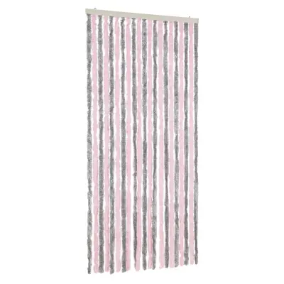 vidaXL Zavesa proti mrčesu srebrno siva in roza 90x220 cm šenilja