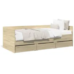 vidaXL Dnevna postelja s predali brez vzmetnice sonoma hrast 90x190 cm