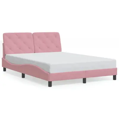 vidaXL Posteljni okvir z vzglavjem roza 140x190 cm žamet