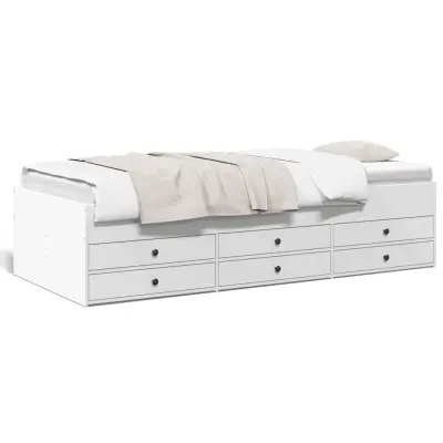 vidaXL Dnevna postelja s predali brez vzmetnice bela 100x200 cm