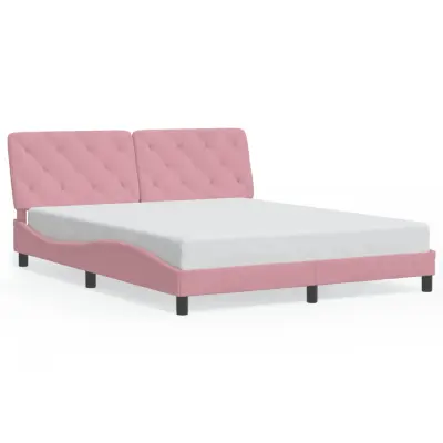 vidaXL Posteljni okvir z vzglavjem roza 160x200 cm žamet