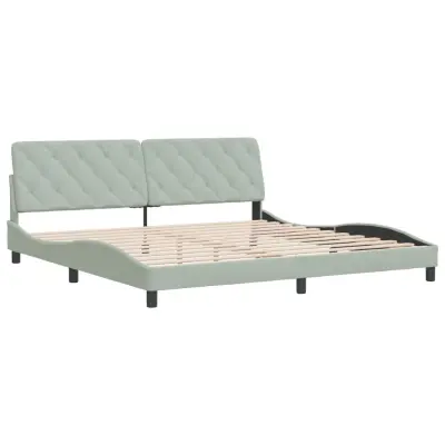 vidaXL Posteljni okvir z vzglavjem svetlo siv 200x200 cm žamet