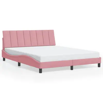 vidaXL Posteljni okvir z vzglavjem roza 160x200 cm žamet