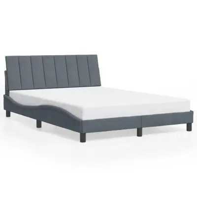 vidaXL Posteljni okvir brez vzmetnice temno siv 140x200 cm žamet