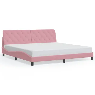 vidaXL Posteljni okvir z vzglavjem roza 200x200 cm žamet
