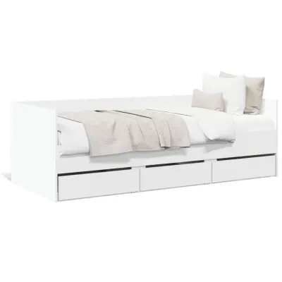 vidaXL Dnevna postelja s predali brez vzmetnice bela 90x190 cm