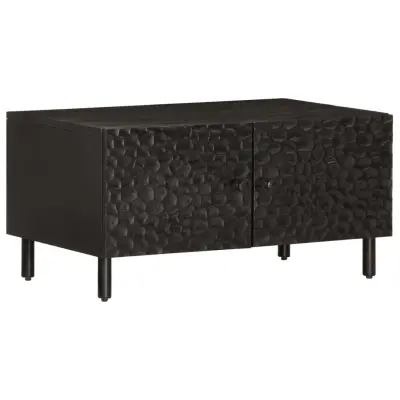 vidaXL Klubska mizica črna 80x50x40 cm trden mangov les