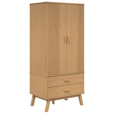 vidaXL Garderobna omara OLDEN rjava 76,5x53x172 cm trdna borovina
