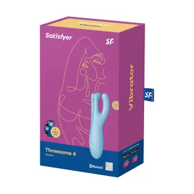 Stimulator klitorisa z aplikacijo Satisfyer Threesome 4, moder