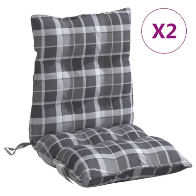 vidaXL Blazina za stol 2 kosa siva karirasta oxford tkanina