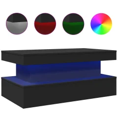 vidaXL Klubska mizica z LED lučkami črna 90x50x40 cm