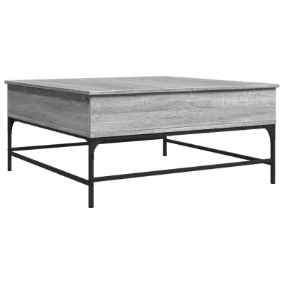 vidaXL Klubska mizica siva sonoma 95x95x45 cm inž. les in kovina
