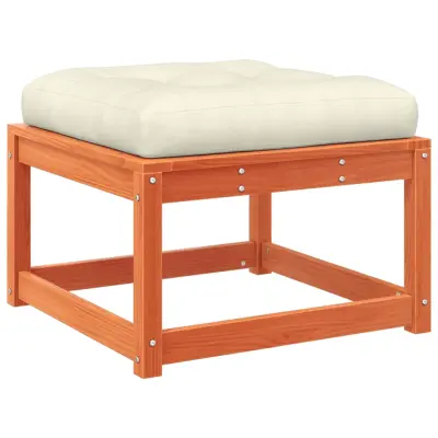 vidaXL Vrtni stolček za noge z blazino voščeno rjava trdna borovina