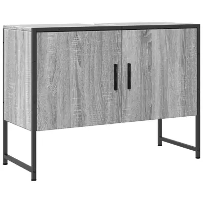 vidaXL Kopalniška omarica za umivalnik siva sonoma 80x33x60cm inž. les