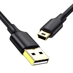 Kabel 5-polni pozlačen USB - mini USB kabel 0,25m, črn