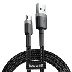 Vzdržljiv gibljiv kabel USB microUSB QC3.0 kabel 2.4A 1M črno-siv