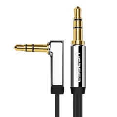 Ploščati kabel AUX audio kabel 3,5 mm mini jack 2 m srebrne barve