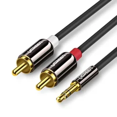 Kabel audio kabel 3,5 mm mini jack - 2RCA 2m črn