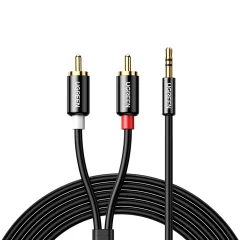 Kabel audio kabel 3,5 mm mini jack - 2RCA 1,5 m črn