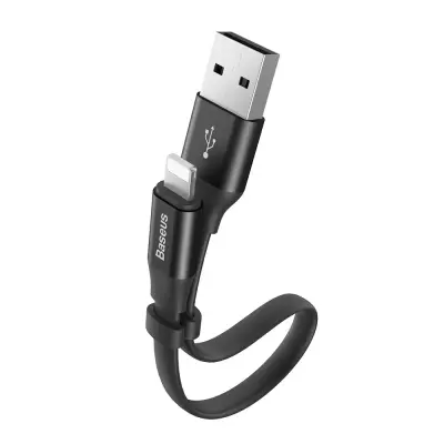 Ploščati kabel Iphone Lightning USB kabel z držalom 2A 23CM črn