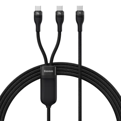 Kabel za hitro polnjenje kabel Flash Series 2v1 USB-C 2xUSB-C 100W 1,5m črn
