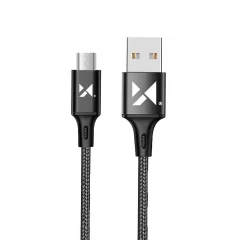 Močan pleten kabel USB microUSB 2.4A 1m črn