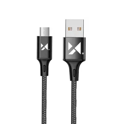 Močan pleten kabel USB microUSB 2.4A 1m črn
