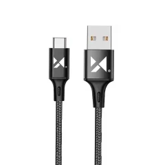 Močan pleten kabel USB-C 2.4A 2m črn