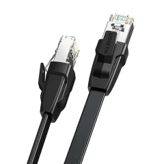 Ploščati kabel LAN Ethernet Cat.8 U/FTP povezovalni kabel 2 m črne barve